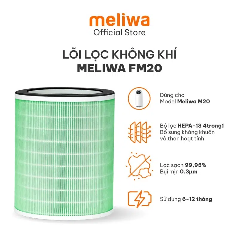 Lõi lọc FM20 (4 Lớp) - Hiệu suất lọc cao cho máy lọc không khí Meliwa Smart Air Purifier M20